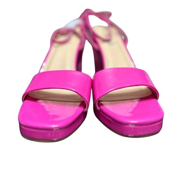 SHEIN Hot Pink Patent Block Heel Sandals Ankle Strap Barbiecore Party Y2K Sz 11 - Picture 7 of 10